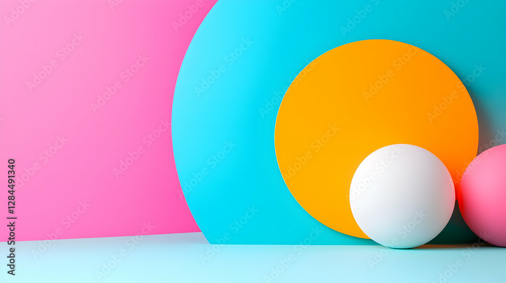 Abstract Geometric Composition with Pastel Circles and Spheres Abstract Geometric Composition with Pastel Circles and Spheres