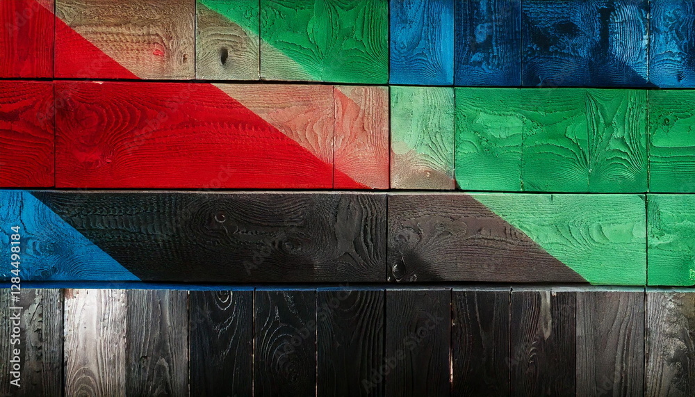 Naklejka premium Colorful painted wooden planks texture background