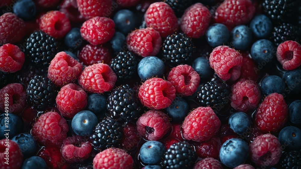 Vibrant mix of fresh raspberries, blackberries, and blueberries Vibrant mix of fresh raspberries, blackberries, and blueberries