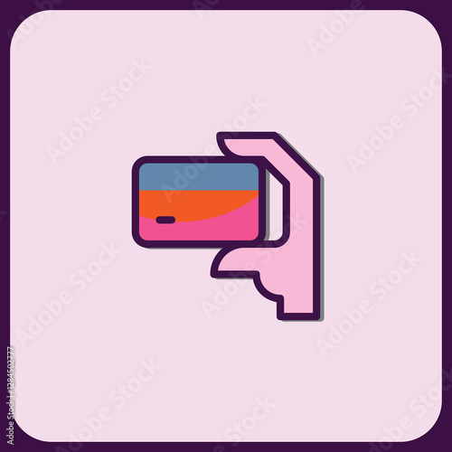 Hand Holding a Colorful Credit Card Icon