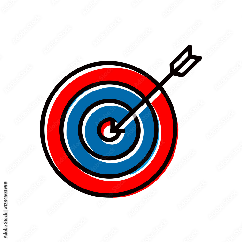 Target with arrow hitting bullseye, achievement and focus Target with arrow hitting bullseye, achievement and focus