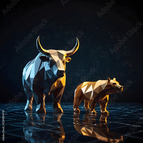 Abstract Geometric Bull And Bear Figures