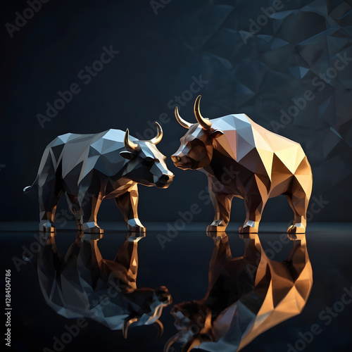 Abstract Geometric Bull Figures