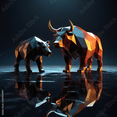 Abstract Geometric Bull And Bear Figures
