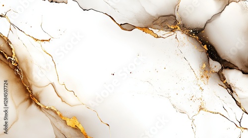 Abstract gold metallic streaks on luxury marble texture with sand land effect