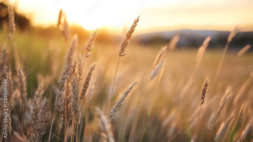 Golden wheat field swaying gently in the warm sunlight during sunset showcasing rural beauty : Generative AI Golden wheat field swaying gently in the warm sunlight during sunset showcasing rural beauty : Generative AI