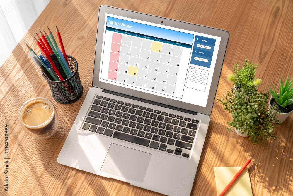 Fototapeta premium Calendar on computer software application for modish schedule planning for personal organizer and online business