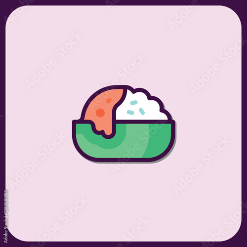 Vibrant Rice Dish Icon Design for Food Apps