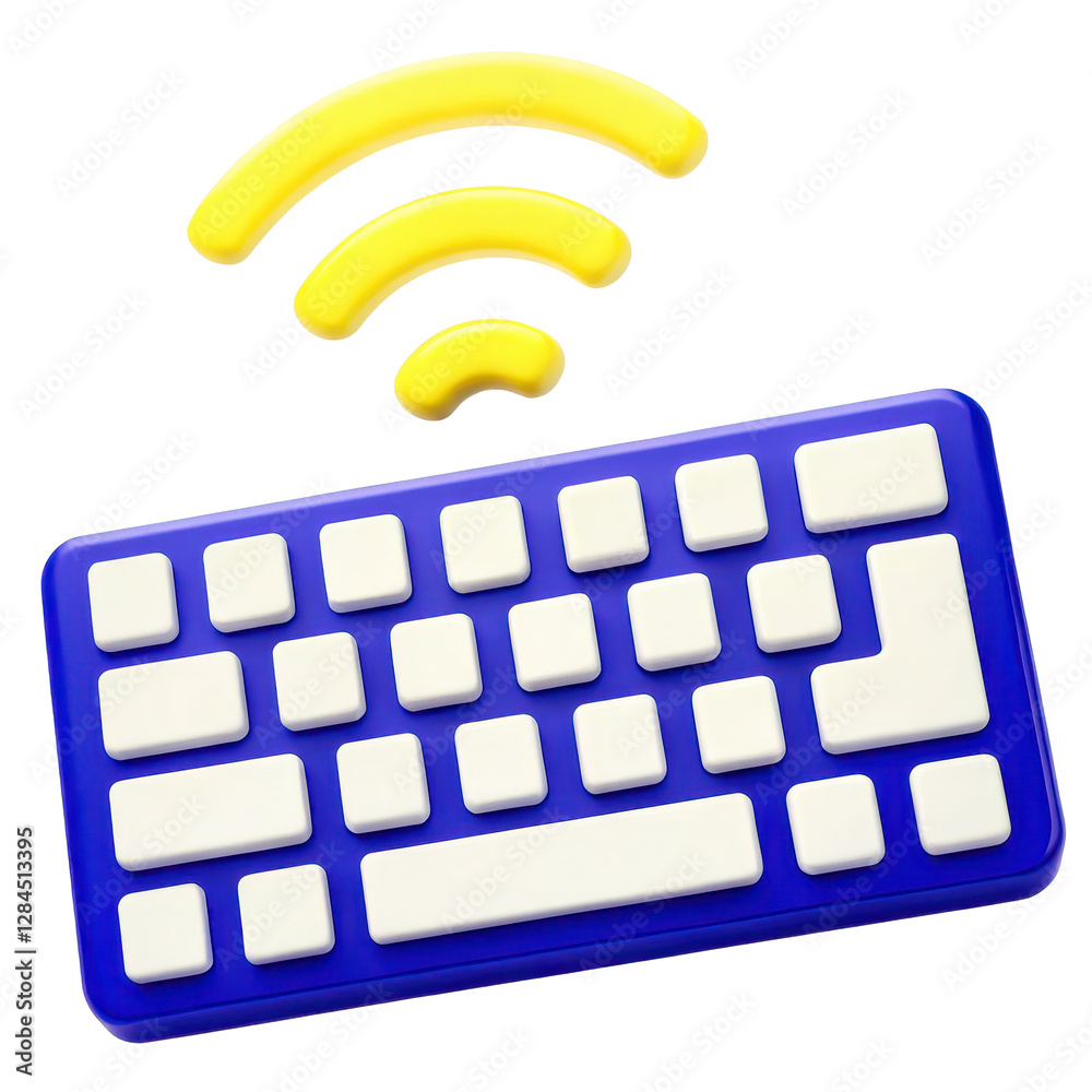 Digital Nomads icon. 3D Wireless keyboard isolated on a white background. Digital Nomads icon. 3D Wireless keyboard isolated on a white background.