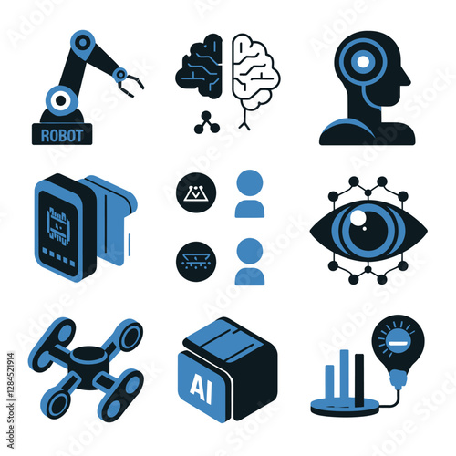 vector Artificial Intelligence model Robot  with ai info-graph design help in business
