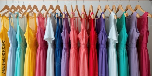 Wallpaper Mural Colorful Summer Dresses Hanging on Rack Ready for Fashion Shopping Torontodigital.ca