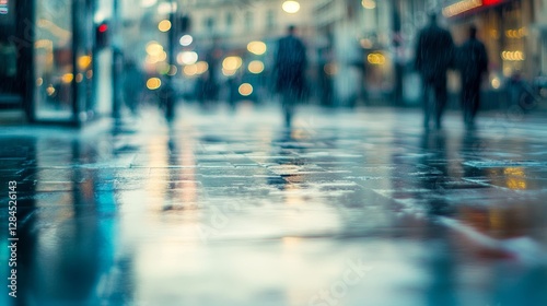 Wallpaper Mural A captivating cityscape after rain  glistening streets reflect urban life s vibrant journey Torontodigital.ca