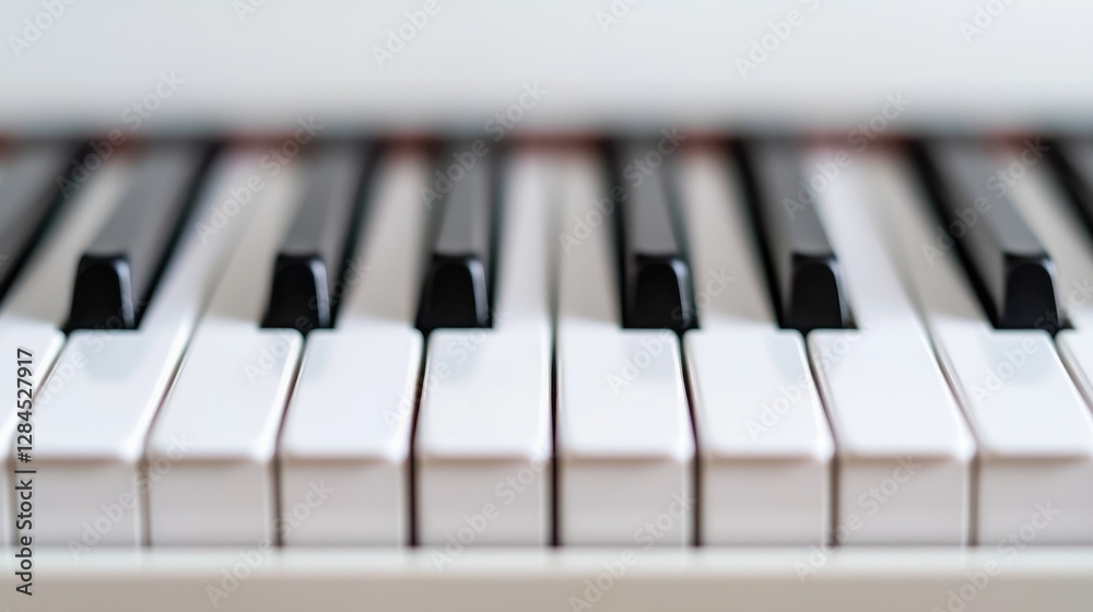 Piano keys close-up, music practice, home studio, blurred background, stock photo Piano keys close-up, music practice, home studio, blurred background, stock photo