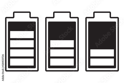 Battery icons set. Battery charge level indicators icons set. Discharged and fully charged battery. level battery energy. Vector illustration