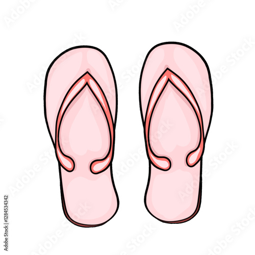 orange pair of flip flops icon without background