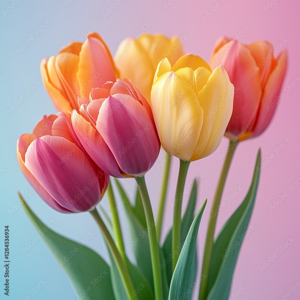Multicolored Tulips on studio background Multicolored Tulips on studio background