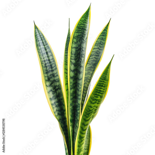 A Lush Snake Plant with Upright Sword Shaped Leaves Isolated on Transparent Background