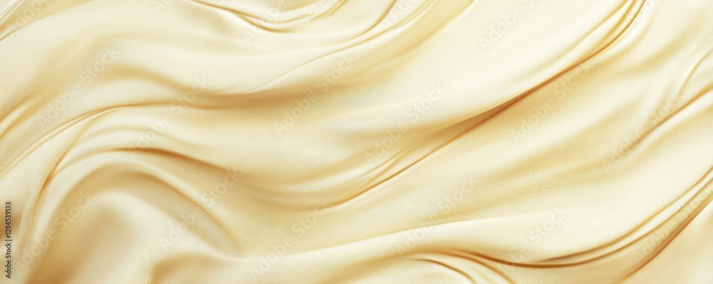 Obraz premium Smooth golden fabric wave texture, soft flowing silk, luxurious abstract background