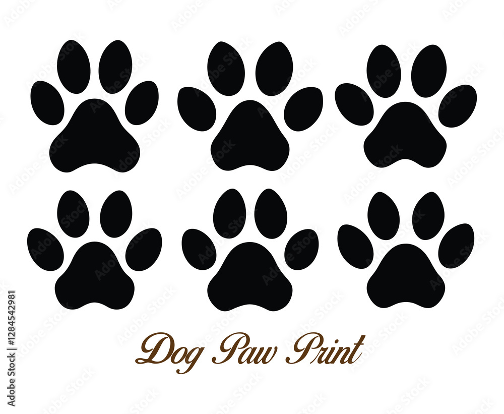 Fototapeta premium Black silhouette of a paw print, isolated. on white background