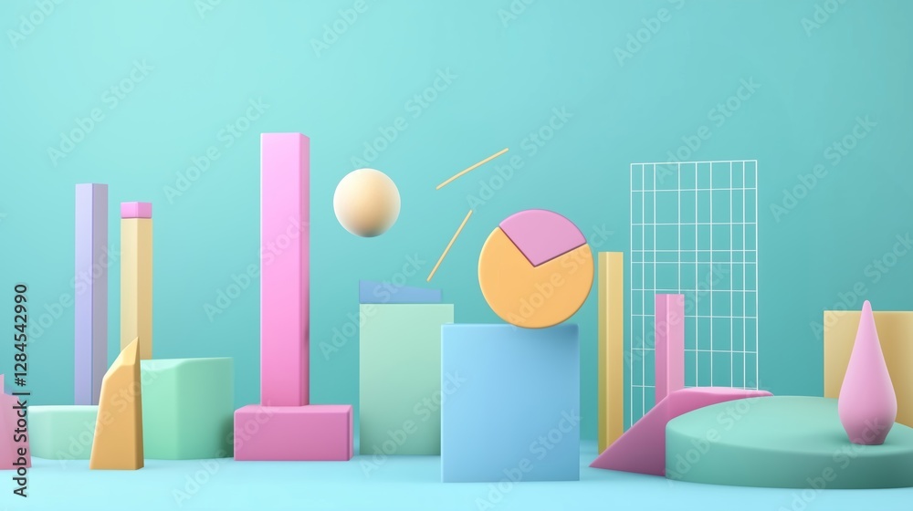 custom made wallpaper toronto digital3d geometric shapes showing growth and success in business analytics