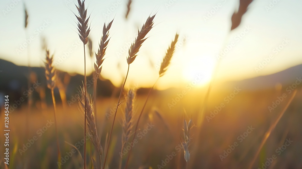 Golden Wheat Against a Vibrant Sunset in a Scenic Landscape : Generative AI Golden Wheat Against a Vibrant Sunset in a Scenic Landscape : Generative AI
