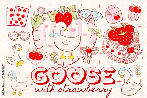 strawberry cake with bow coquette clipart, cute, y2k, coquette aesthetic, bows clipart, crafts Bows, Coquette, pink ribbon, Pink Coquette easter Clipart Gift bow clipart clipart Decoration valentine