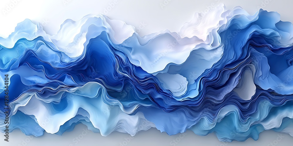 Obraz premium Abstract Blue Layered Waves (2)