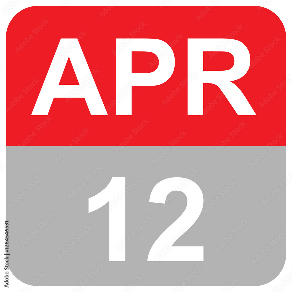 12 April - Flat calender of the month of the April 12 April - Flat calender of the month of the April