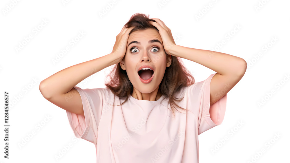 Young beautiful girl surprise, surprise expression Young beautiful girl surprise, surprise expression