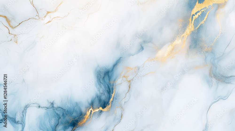 Fototapeta premium Luxury blue marble texture with gold streaks and alcohol ink design