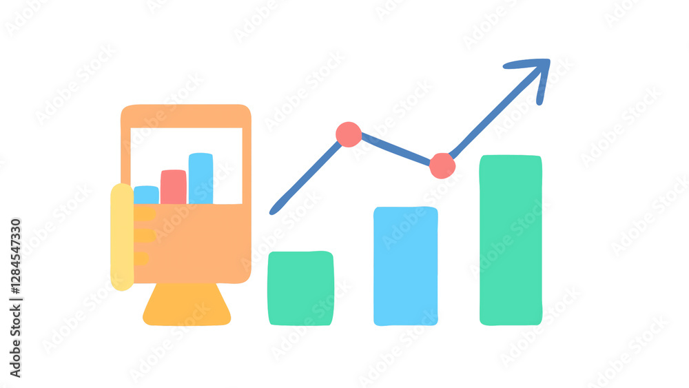 Colorful graph depicting growth and progress.