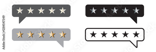 5 star ranking icon set. Five stars review rating vector illustration. Top quality rating symbol.