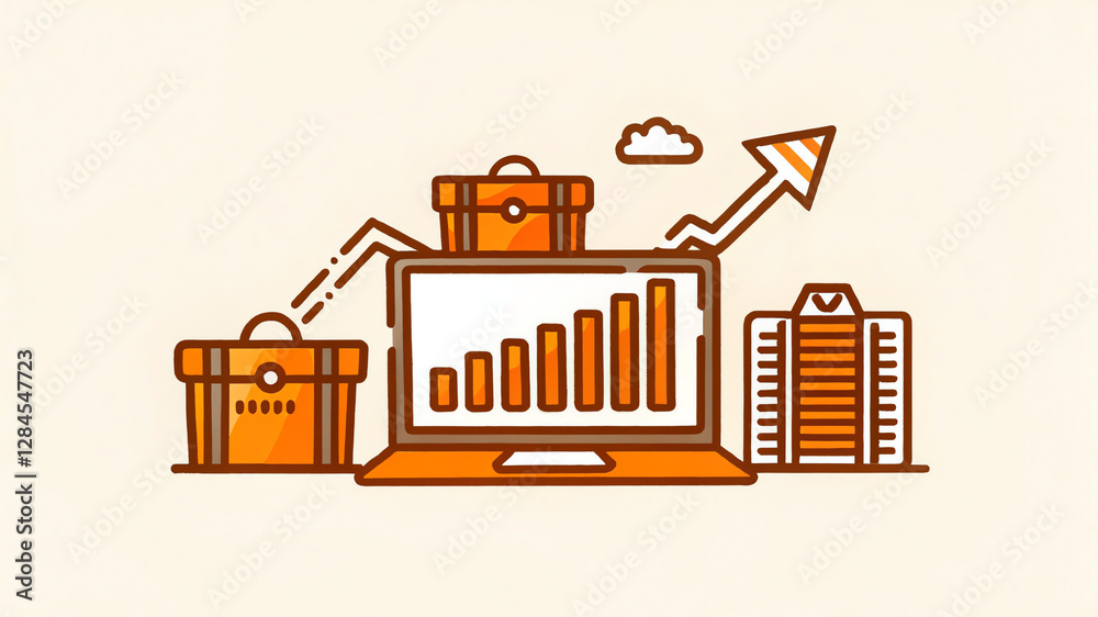 Fototapeta premium Online sales growth graphic illustration.