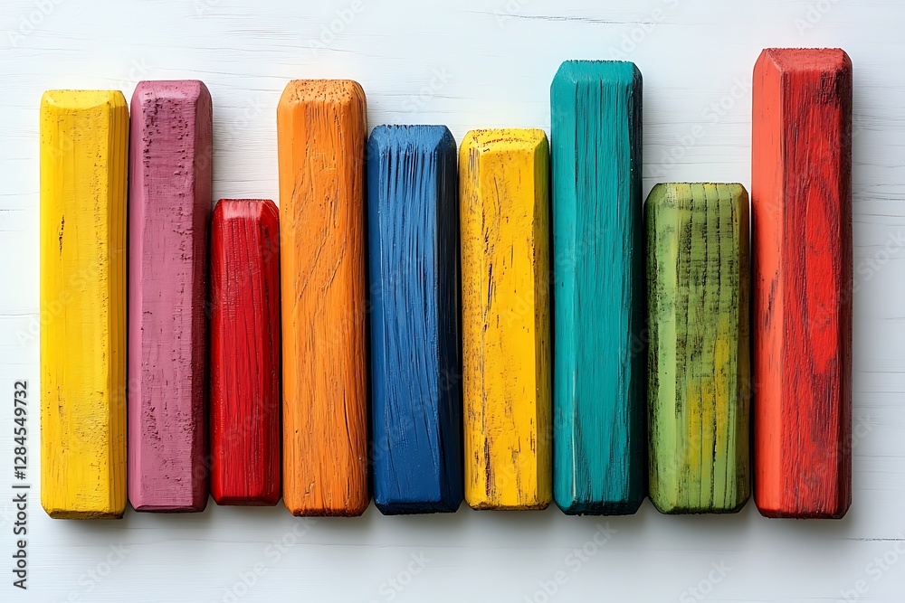 Colorful Wooden Blocks Arranged in a Row Colorful Wooden Blocks Arranged in a Row