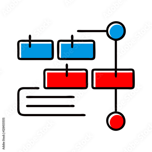 Colorful flowchart diagram illustrating data connections, visual organization