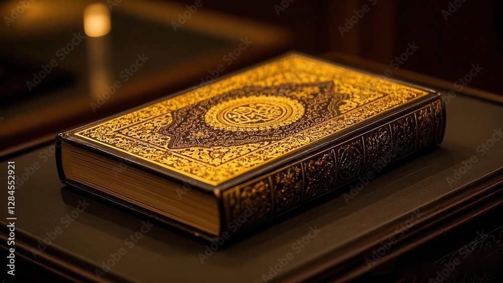 Fototapeta premium Holy Qur'an: A Luxurious Design with Gold Embellishments