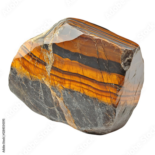 Tigers Eye Stone with Golden Brown Isolated on Transparent Background photo