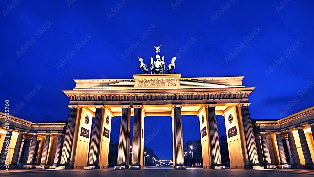 Obraz premium Berlin: Illuminated Brandenburg Gate - 02