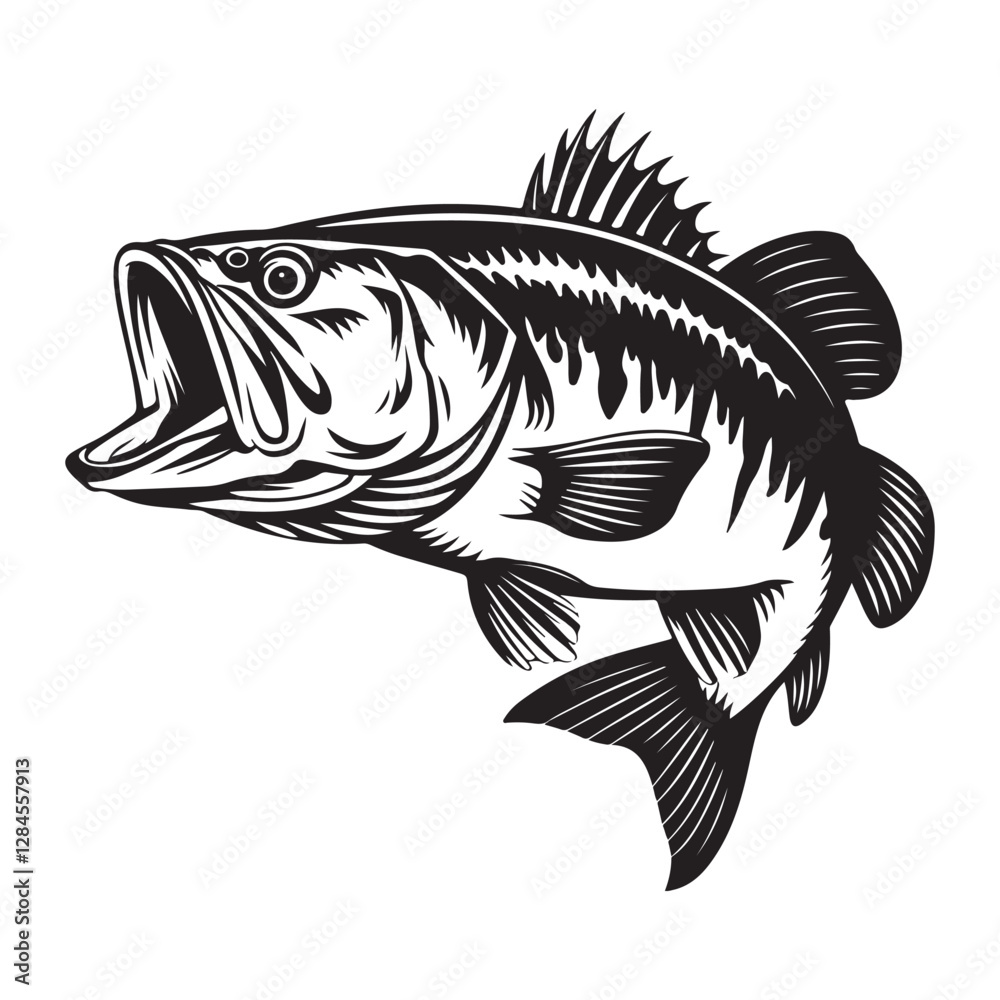 Fototapeta premium Big bass fish vector logo for t shirt design