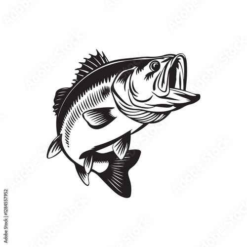 Big bass fish vector logo for t shirt design