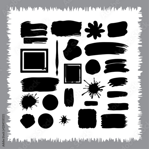 Abstract Ink Brush Strokes Collection.