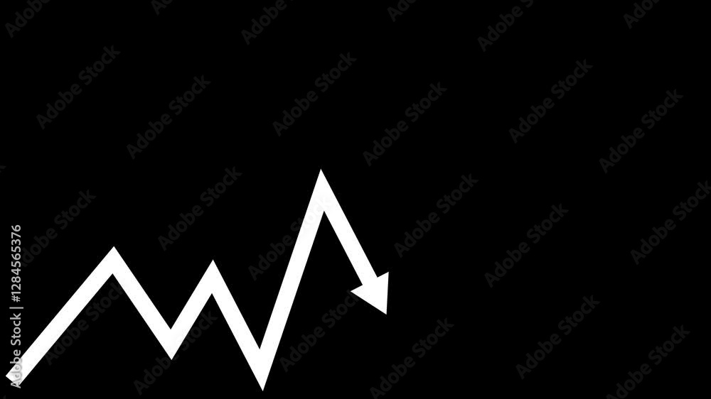 white Business graph icon animation. Arrow financial business growth concept, on black background white Business graph icon animation. Arrow financial business growth concept, on black background