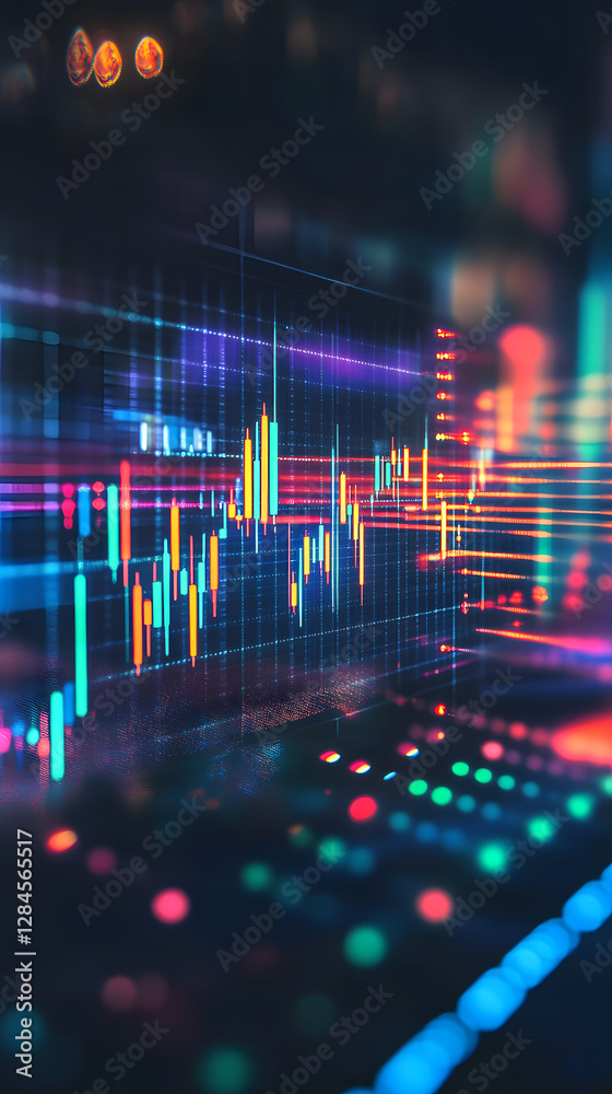 Fototapeta premium A stock market chart with candlestick charts, digital background 