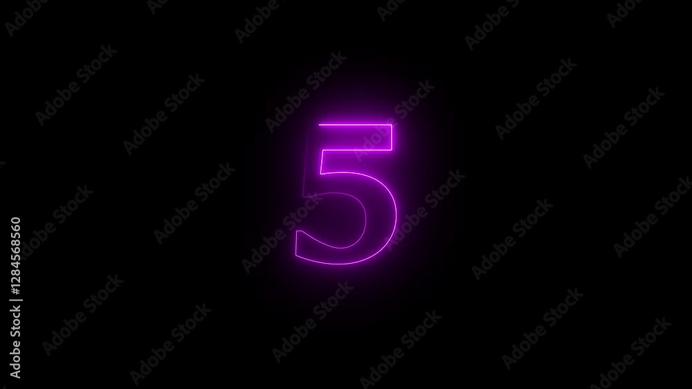 Neon dial 5 icon glowing black background animation. neon text 5 number countdown icon 4k video concept. Neon dial 5 icon glowing black background animation. neon text 5 number countdown icon 4k video concept.