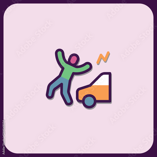 Pedestrian Accident Icon: Car Collision Safety Graphic