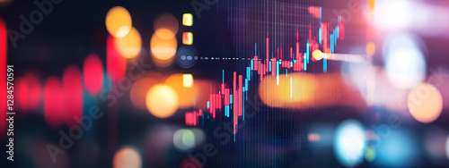 Wallpaper Mural A stock market chart with candlestick charts, digital background
 Torontodigital.ca