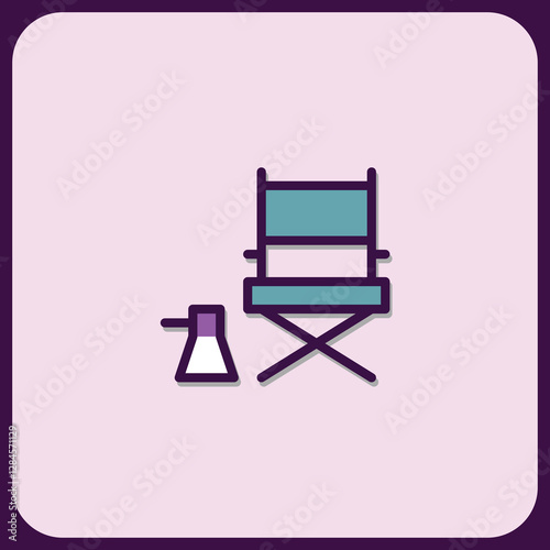 Director's Chair and Clapperboard Icon Set Design