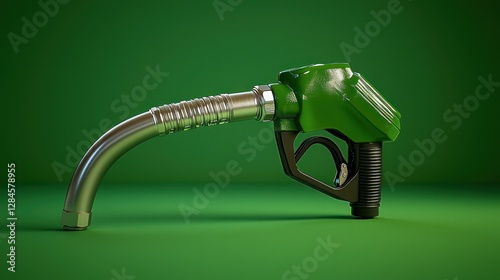 Obraz na płótnie Green fuel pump nozzle on green background w salonie