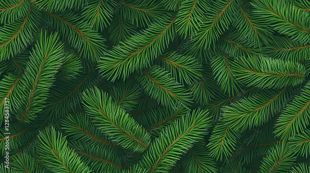 Lush green pine needle background with dense foliage Lush green pine needle background with dense foliage