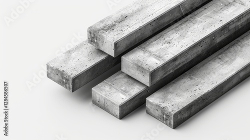 Concrete blocks stacked on a white surface showcasing texture and form in a minimalist arrangement